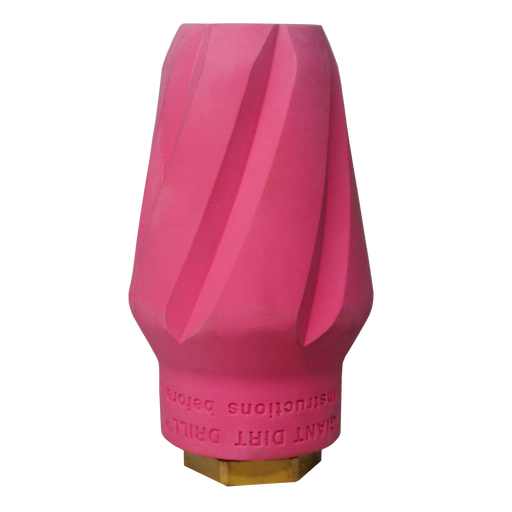Pink sewer jetter nozzle.