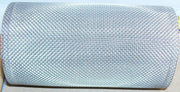 Metallic silver mesh roll on a light gray background
