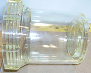 Clear plastic tube with yellowish tint on a white background