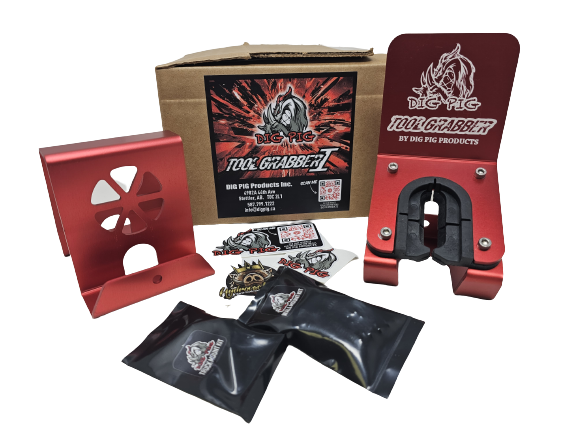 Red Dig Pig Tool Grabber set with packaging on a white background