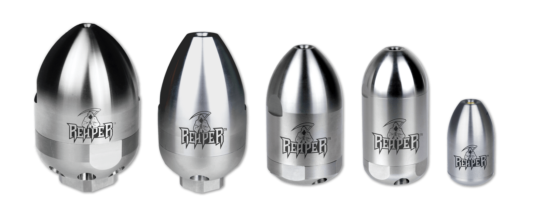 Image showing the Family of Reaper nozzles in a row.