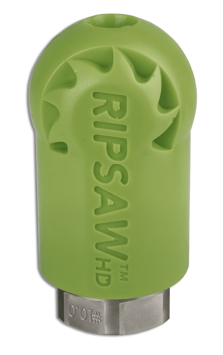 Ripsaw HD spinner-tip nozzle, engineered for optimal rotation to enhance digging power, improve control, and reduce wear, extending the nozzle's lifespan.