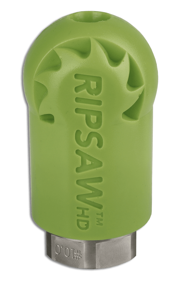 Ripsaw HD spinner-tip nozzle, engineered for optimal rotation to enhance digging power, improve control, and reduce wear, extending the nozzle's lifespan.