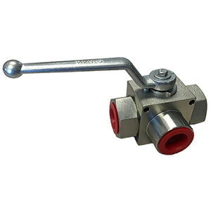 3 Way Ball Valve diverter valve for high-pressure water or oil applications. 1/2', 3/4" and 1" sizes. Replacement handles available