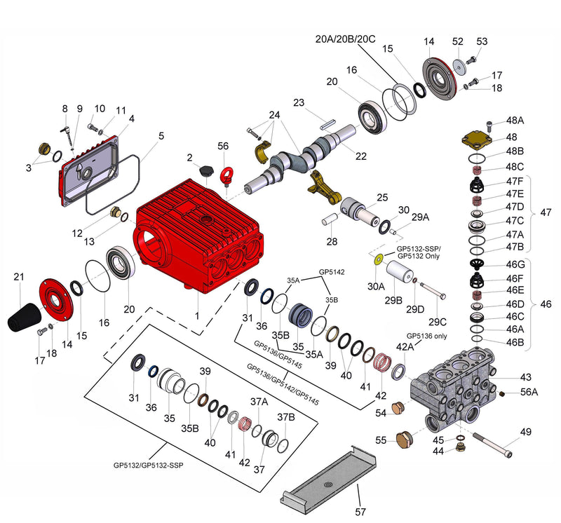 GP5132 Giant Pump Parts | 40 GPM @ 3000 PSI Shaft Drive - Sewershop