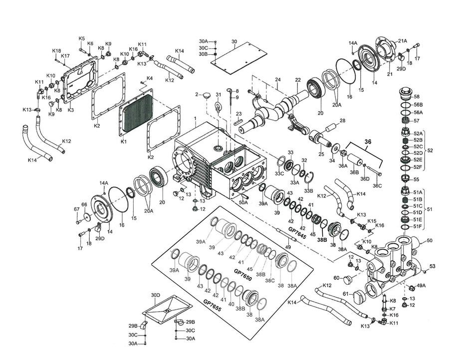 GP7655 Giant Hyd Drive Pump Parts | 80 GPM @ 2500 PSI - Sewershop